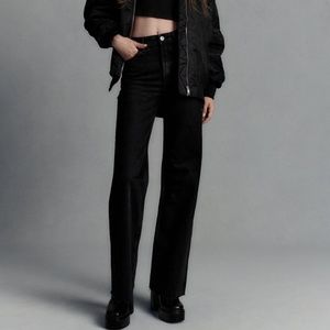 ZARA HIGH RISE - WIDE LEG - FULL LENGTH BLACK JEANS